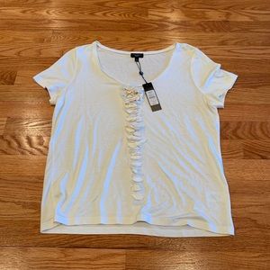 Talbots Cream T-shirt w/ Ruffle Detail
